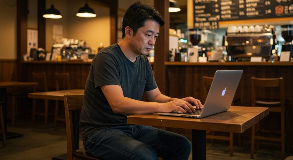 パソコンを操作する男性