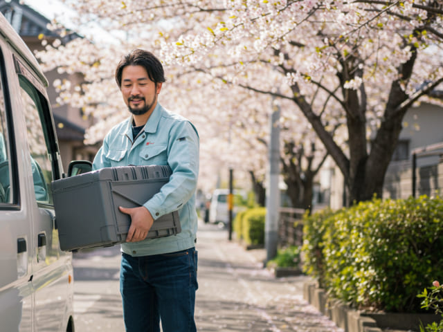 軽貨物を運ぶ男性