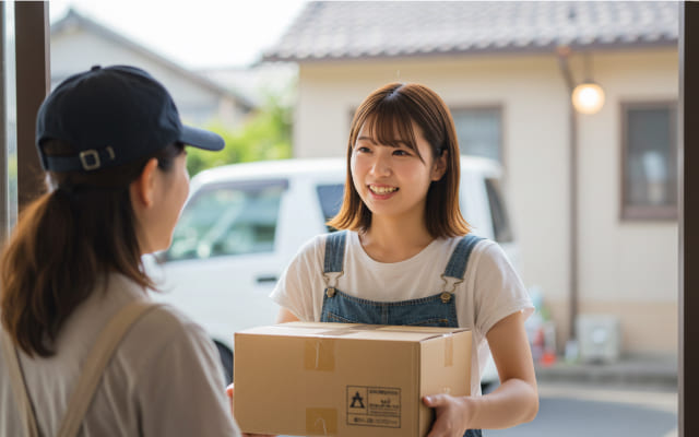 軽貨物を引き渡す女性