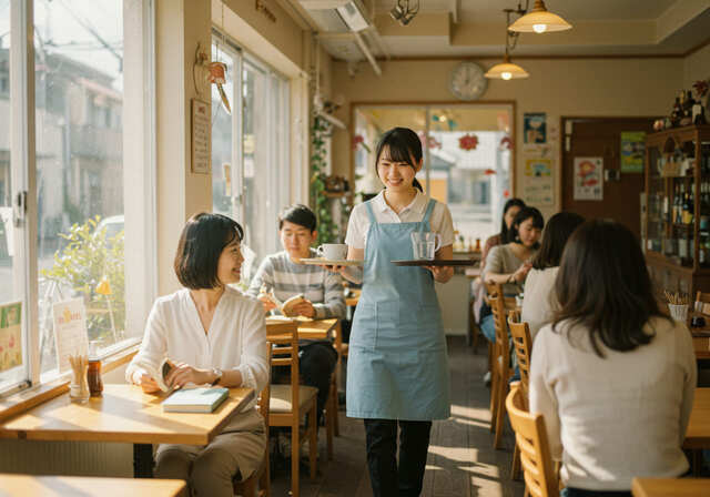 飲食店と女性店員