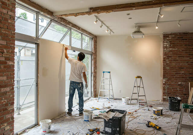 内装工事中のカフェ