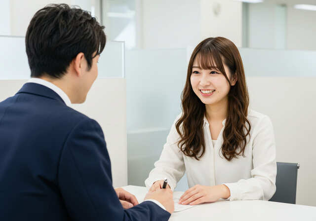 融資の相談をする女性