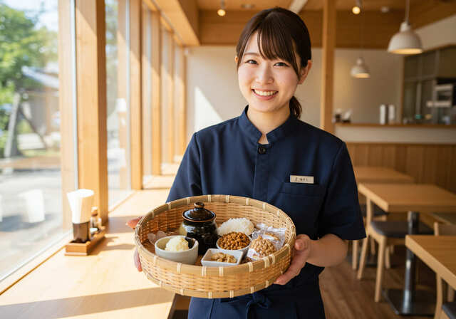 モダンカフェの女性店員