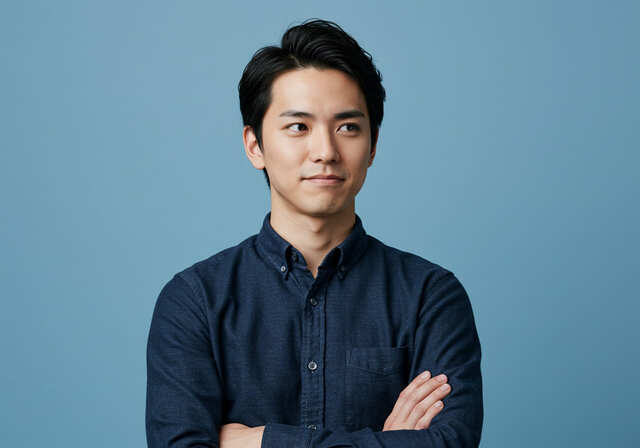 腕を組んで考える男性